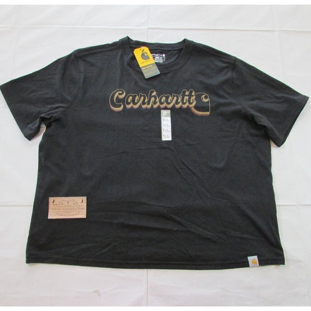 Carhartt Women's Tencel Loose Fit Short Sleeve Script Graphic T-Shirt Black TK68
